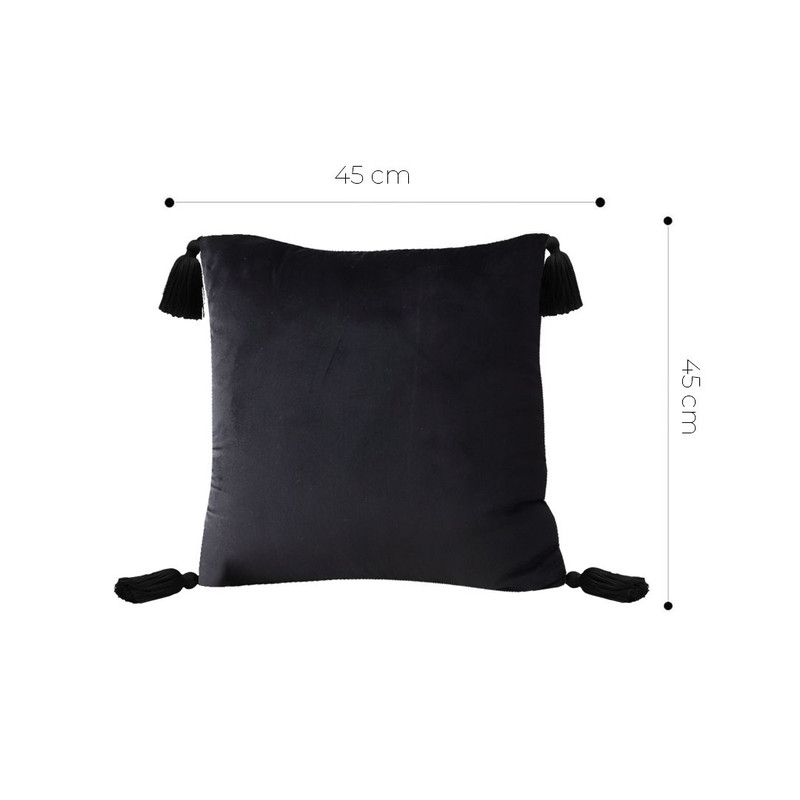 SOGA 2X 45cm Black Velvet Butterfly Tassel Pillowcase Vintage Accent 5