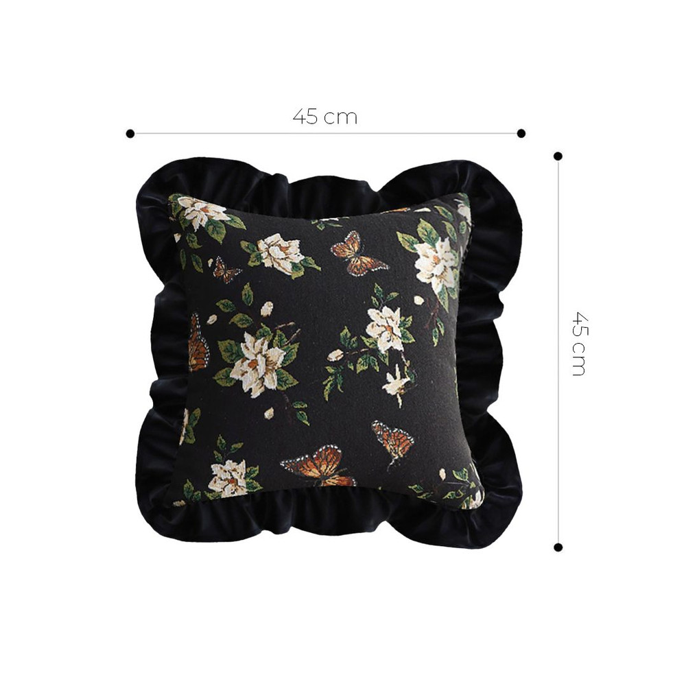 SOGA 2X 45cm Square Vintage Decorative Embroidered Black Throw Pillowcase 5
