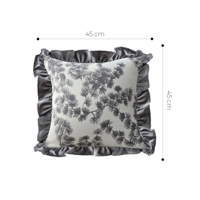 SOGA 2X 45cm Gray Floral With Ruffle Trim 5