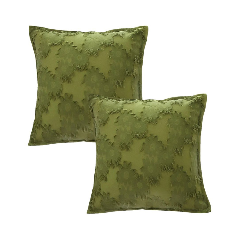 SOGA 2X 45cm Textured Olive Green Accent Pillow Cover 1