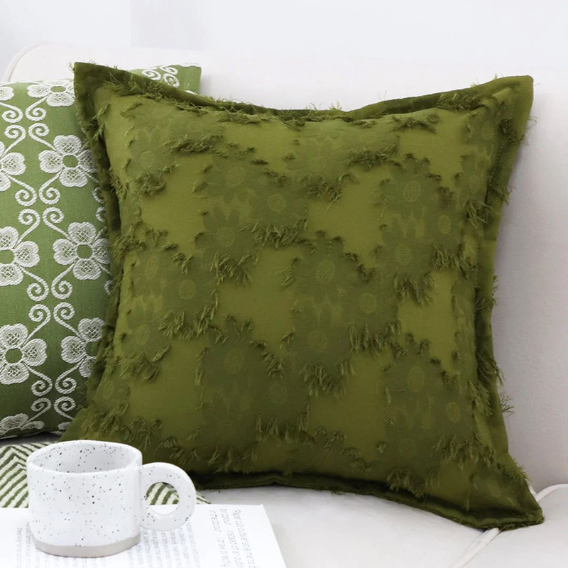 SOGA 2X 45cm Textured Olive Green Accent Pillow Cover 3