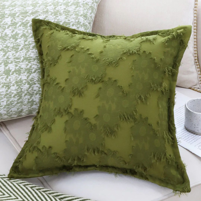 SOGA 2X 45cm Textured Olive Green Accent Pillow Cover 0
