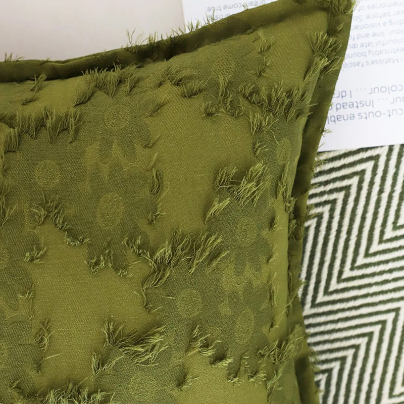 SOGA 2X 45cm Textured Olive Green Accent Pillow Cover 6