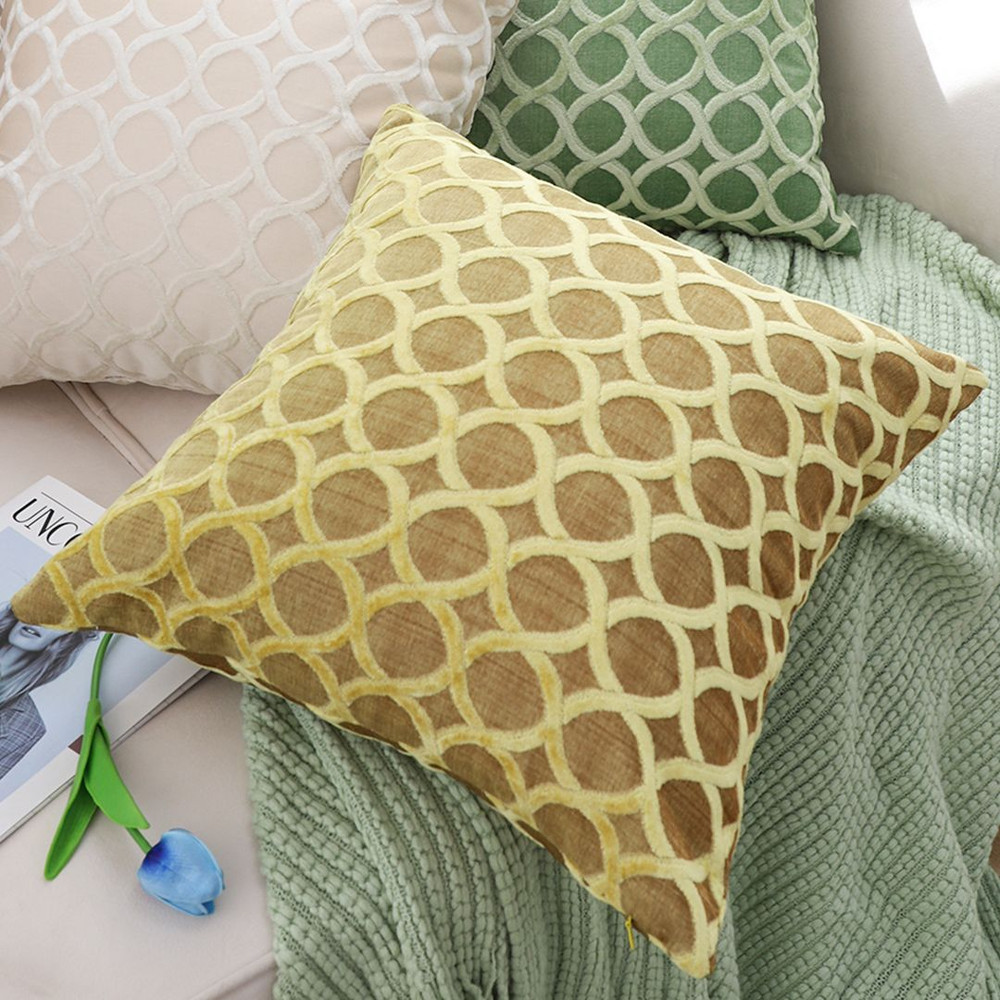 SOGA 2X 45cm Geometric Lattice Pillowcase Yellow 3