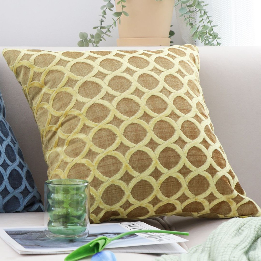SOGA 2X 45cm Geometric Lattice Pillowcase Yellow 4