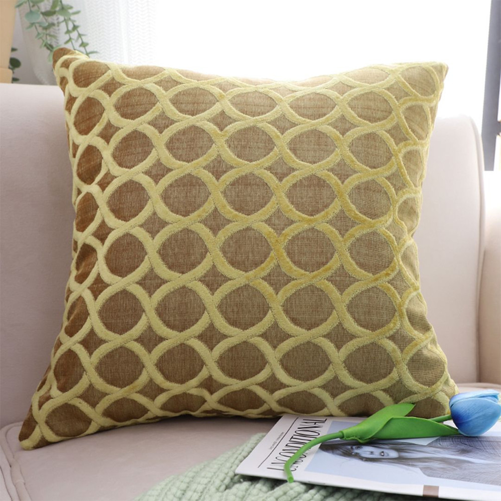 SOGA 2X 45cm Geometric Lattice Pillowcase Yellow 0