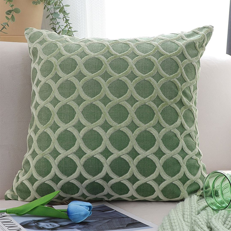 SOGA 2X 45cm Geometric Lattice Pillowcase Green 0