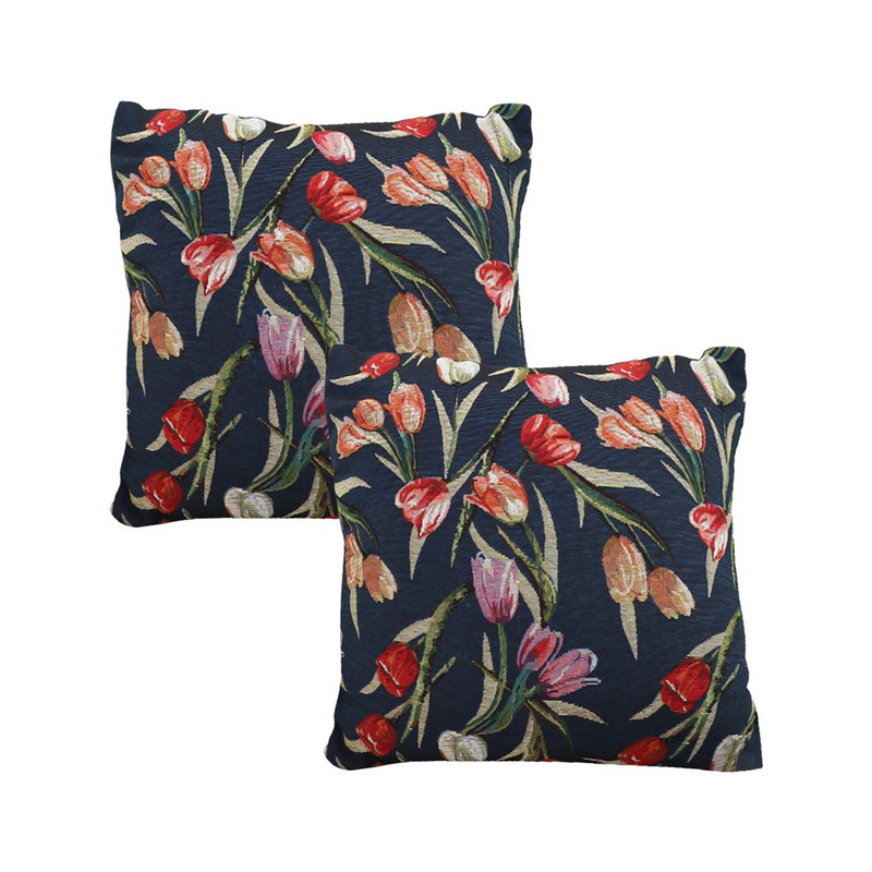 SOGA 2X 45cm Botanical Floral Pillowcase Dark 1