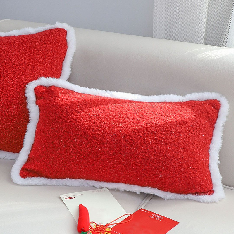 SOGA 2X 30x50cm Luxe Burgundy Textured Lumbar Pillow Cover 2