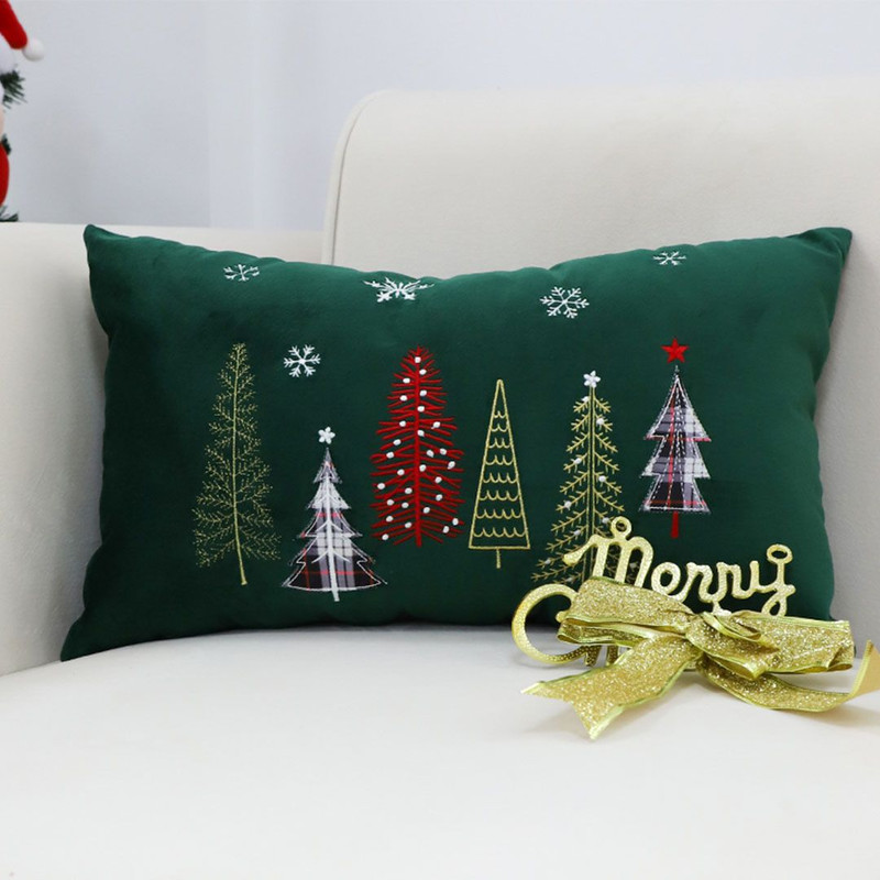 SOGA 2X 30x50cm Christmas Tree Pillowcase Green 0