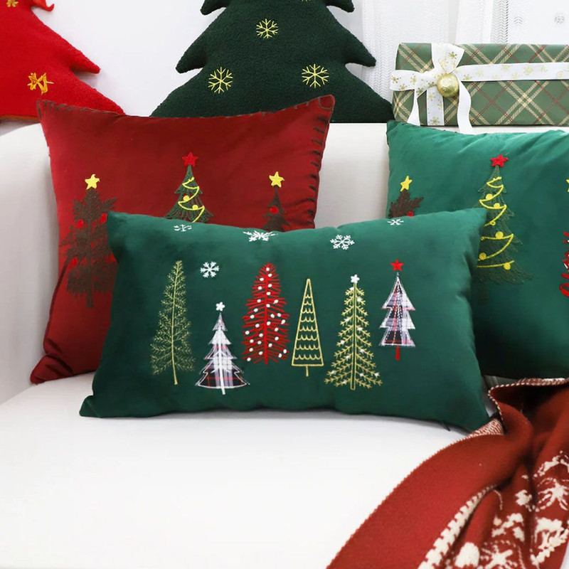 SOGA 2X 30x50cm Christmas Tree Pillowcase Green 3
