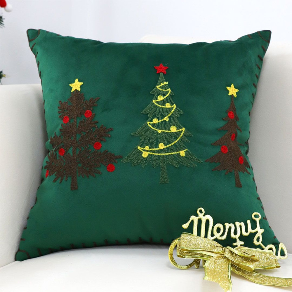 SOGA 2X 45cm Christmas Tree Trio Pillowcase Green 0