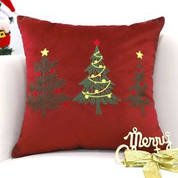 soga 2x 45cm christmas tree trio pillowcase (red)