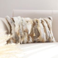 soga 2x 30x50cm faux fur luxury pillowcase (light)