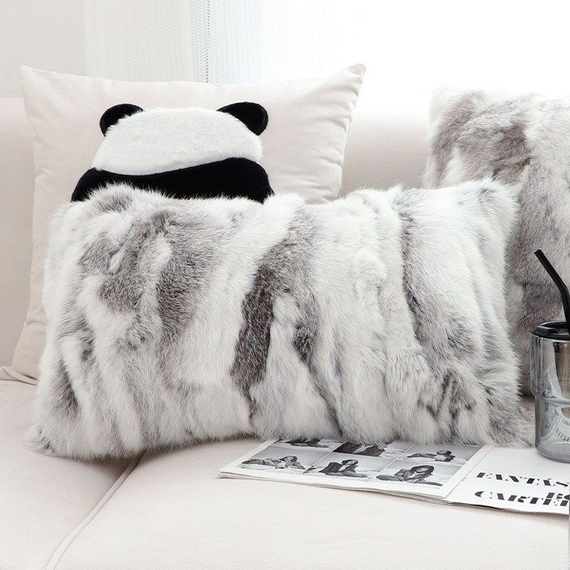 SOGA 2X 30x50cm Luxury Faux Fur Pillowcase GrayWhite 3