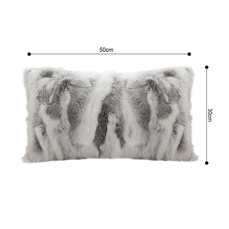 SOGA 2X 30x50cm Luxury Faux Fur Pillowcase GrayWhite 2