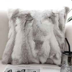 soga 2x 45cm premium white faux fur pillowcase