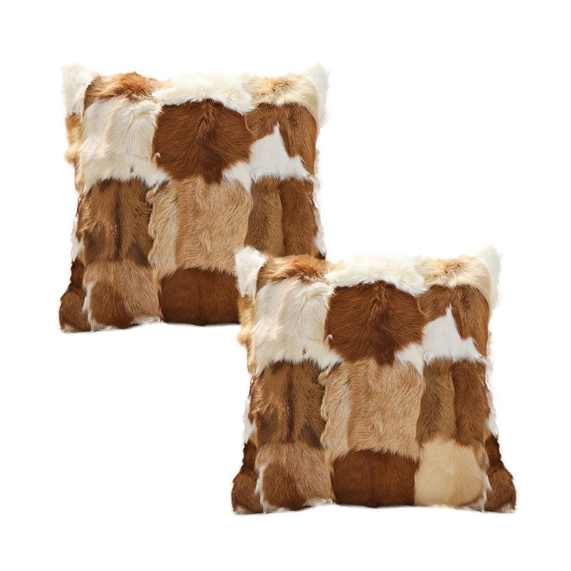 SOGA 2X 45cm Cowhide Patchwork Pillowcase 1