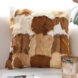 soga 2x 45cm cowhide patchwork pillowcase