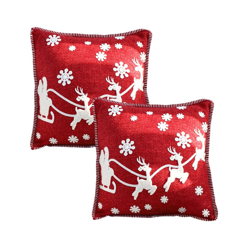 SOGA 2X 45cm Festive Reindeer Snowflake Christmas Pillowcase 1