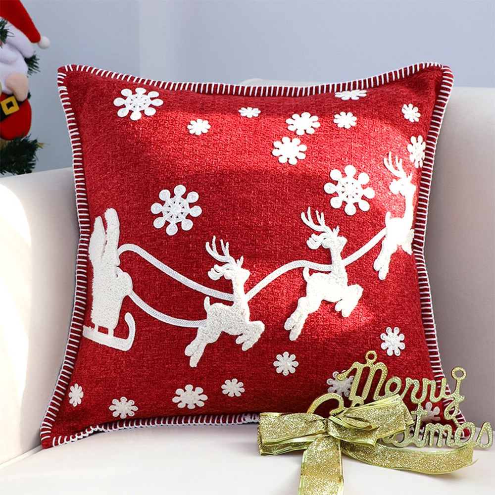 SOGA 2X 45cm Festive Reindeer Snowflake Christmas Pillowcase 0