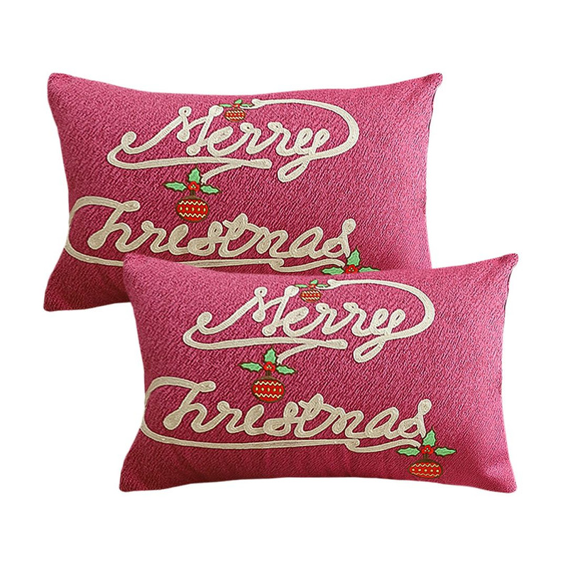 SOGA 2X 40x60cm Elegant Merry Christmas Script Pillowcase 1