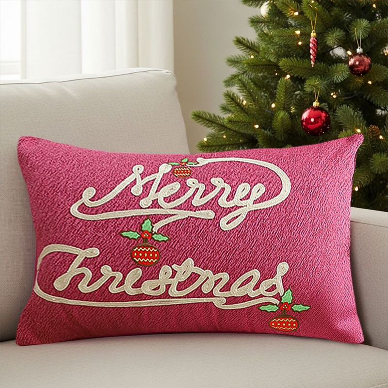SOGA 2X 40x60cm Elegant Merry Christmas Script Pillowcase 0
