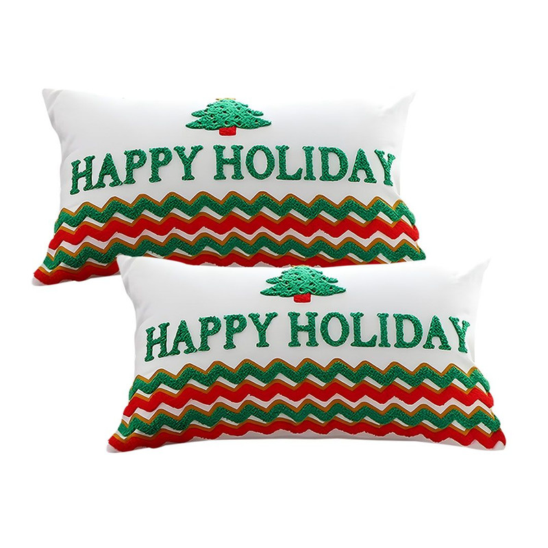 SOGA 2X 40x60cm Cheerful Happy Holidays Tree Pillowcase 1