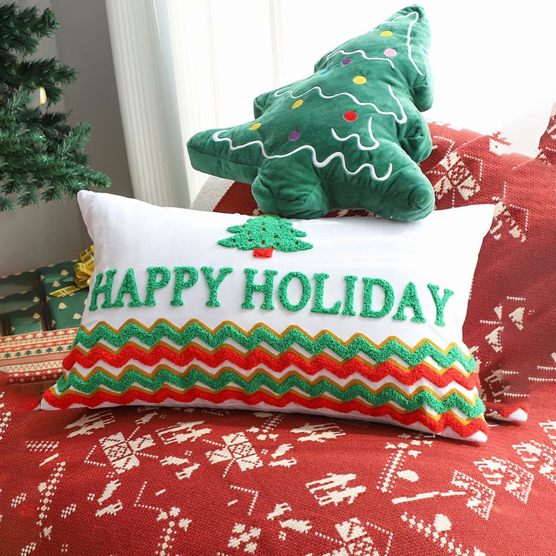 SOGA 2X 40x60cm Cheerful Happy Holidays Tree Pillowcase 0