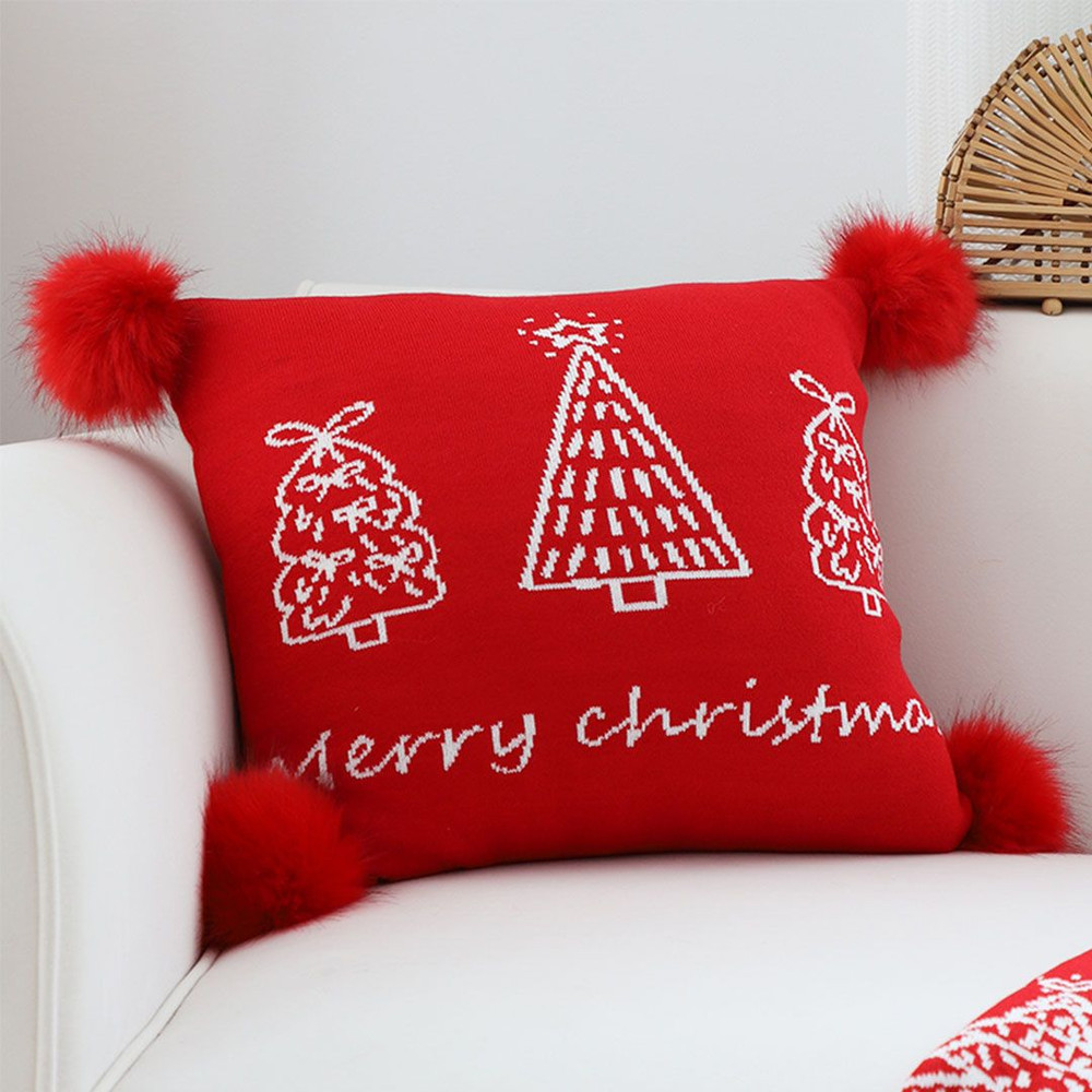 SOGA 2X 45cm Whimsical Red Christmas Tree Pillowcase 0