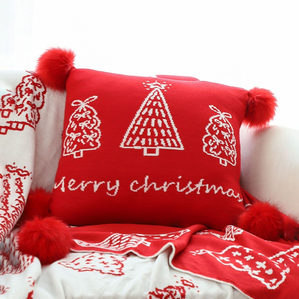 SOGA 2X 45cm Whimsical Red Christmas Tree Pillowcase 3