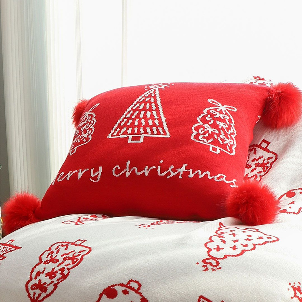 SOGA 2X 45cm Whimsical Red Christmas Tree Pillowcase 4