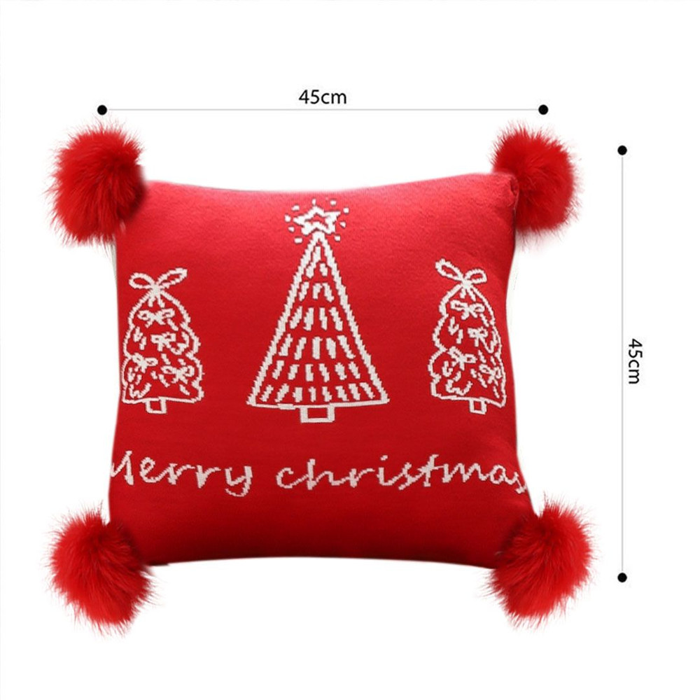 SOGA 2X 45cm Whimsical Red Christmas Tree Pillowcase 2