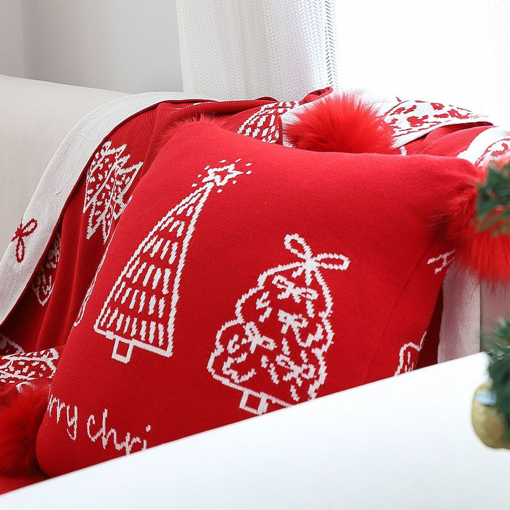 SOGA 2X 45cm Whimsical Red Christmas Tree Pillowcase 5