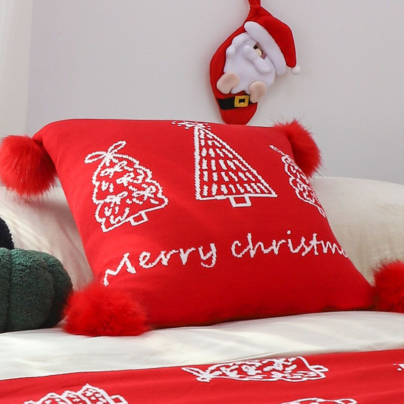 SOGA 2X 45cm Whimsical Red Christmas Tree Pillowcase 6