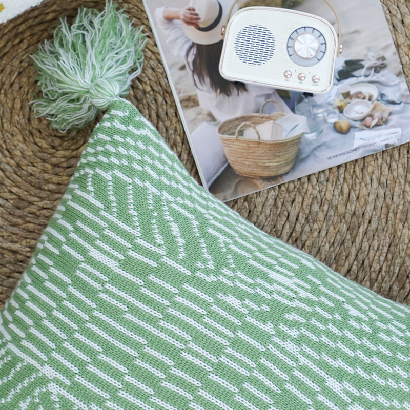 SOGA 2X 45cm Sage Chevron Tassel Pillowcase 3