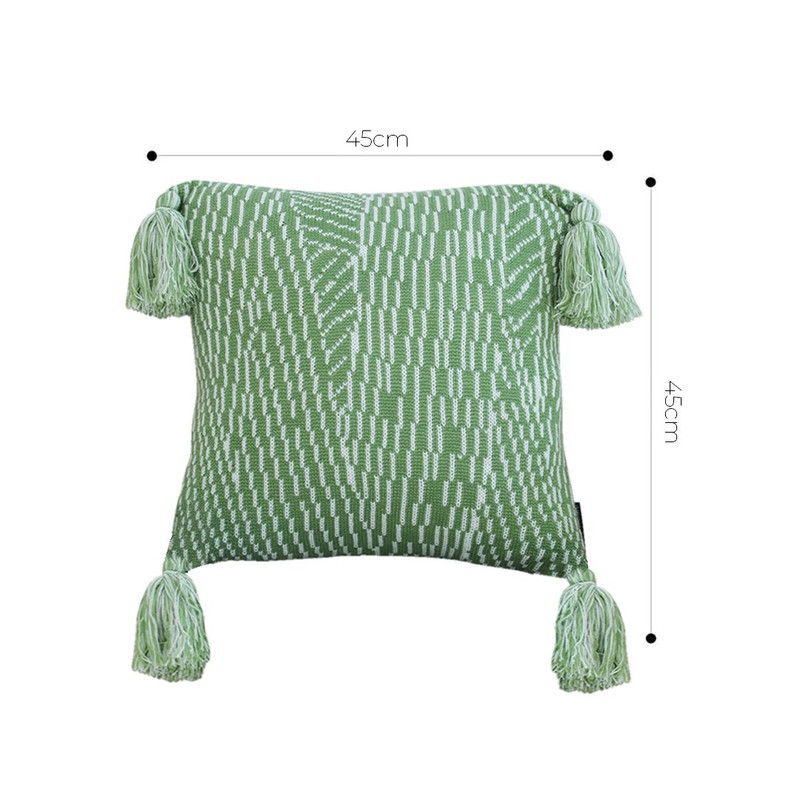SOGA 2X 45cm Sage Chevron Tassel Pillowcase 5