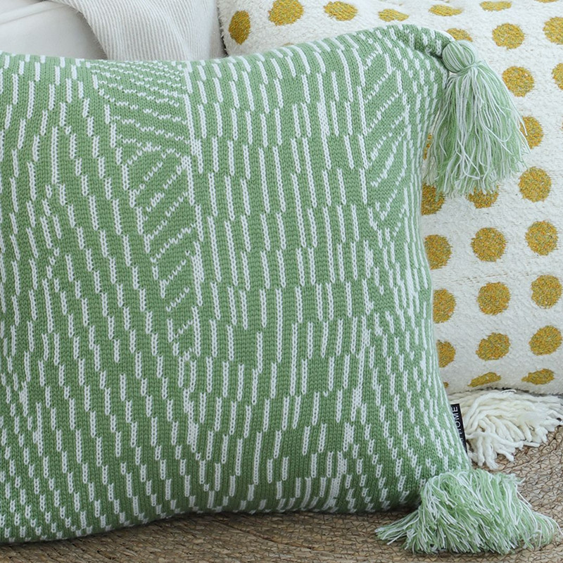 SOGA 2X 45cm Sage Chevron Tassel Pillowcase 6