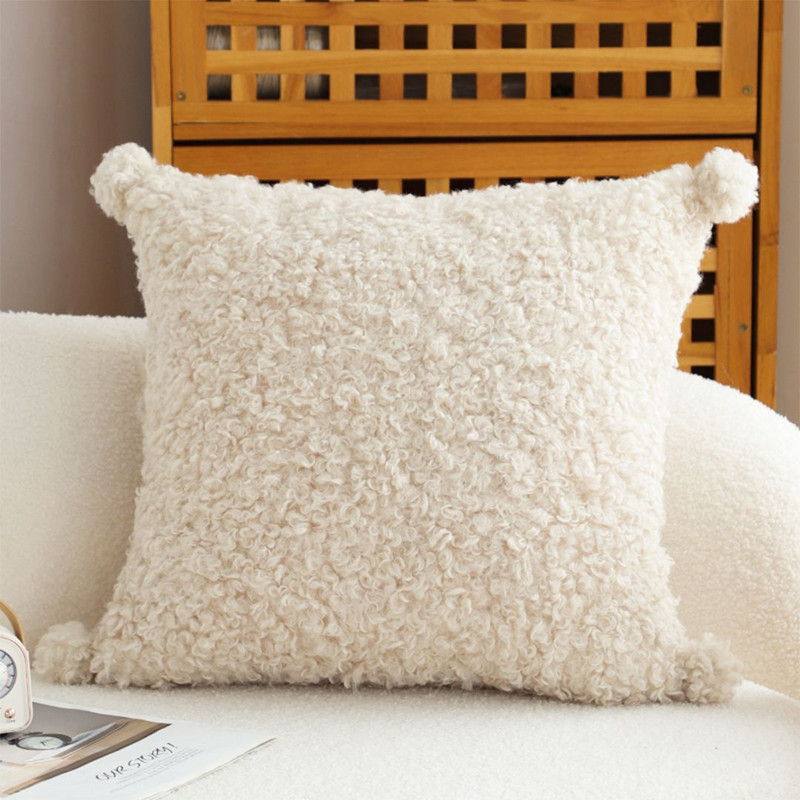 SOGA 2X 45cm Luxe Cream Boucle Pillowcase 3