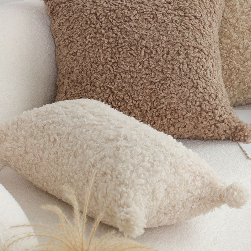 SOGA 2X 30x50cm Cream Boucle Lumbar Pillow With Corner Tassels 3