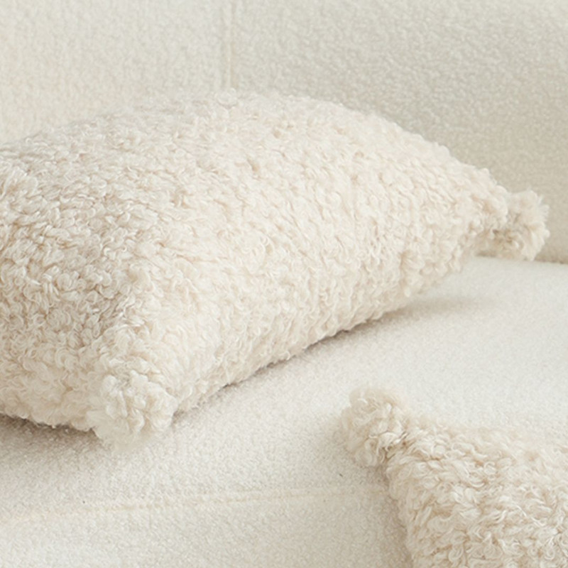 SOGA 2X 30x50cm Cream Boucle Lumbar Pillow With Corner Tassels 4