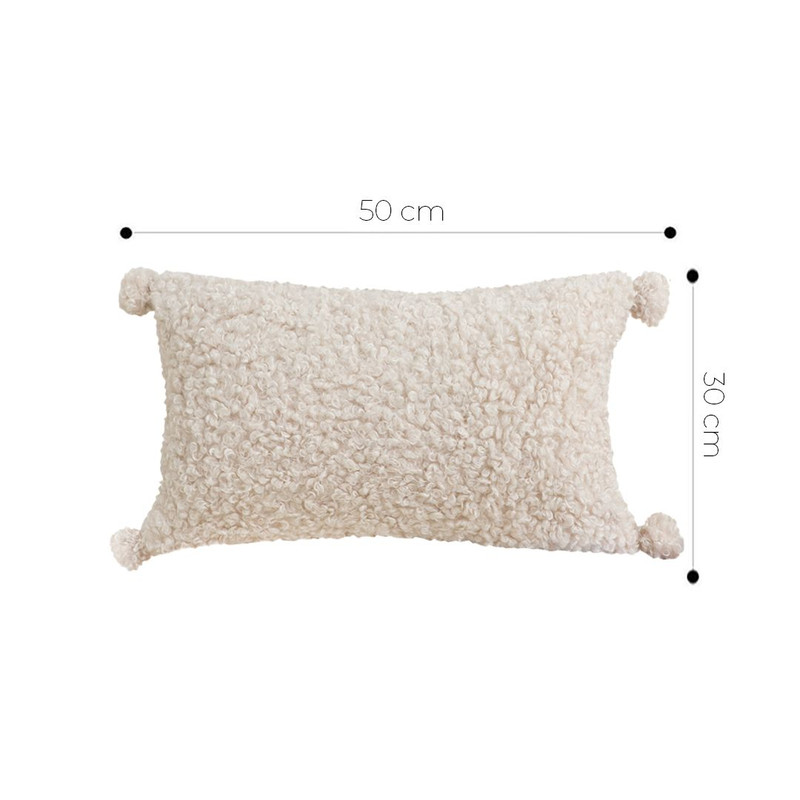 SOGA 2X 30x50cm Cream Boucle Lumbar Pillow With Corner Tassels 2