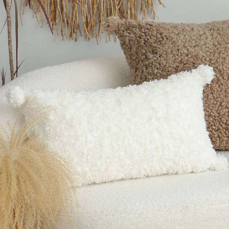 SOGA 2X 30x50cm Ivory Sherpa Lumbar Pillow With Tassel Details 0