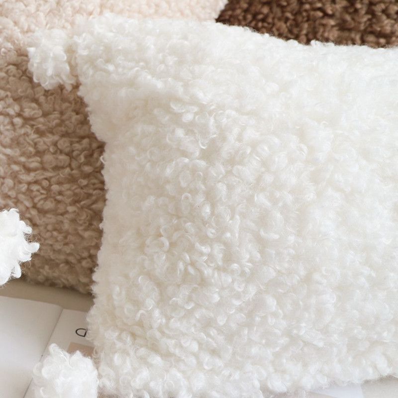 SOGA 2X 30x50cm Ivory Sherpa Lumbar Pillow With Tassel Details 3