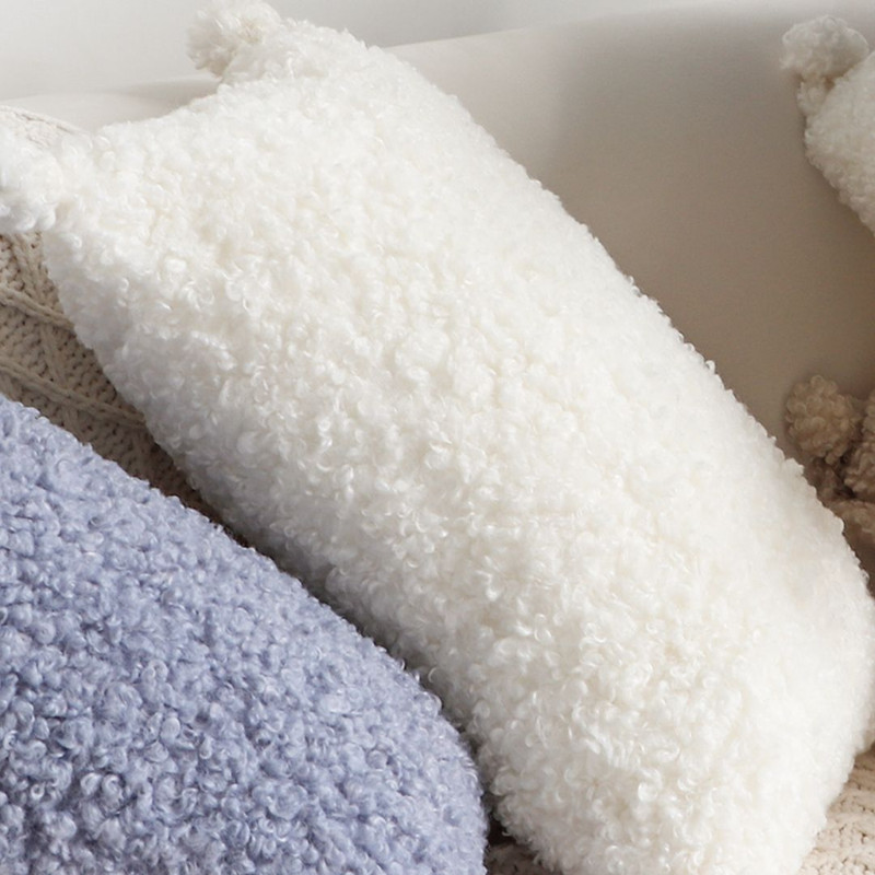 SOGA 2X 30x50cm Ivory Sherpa Lumbar Pillow With Tassel Details 6