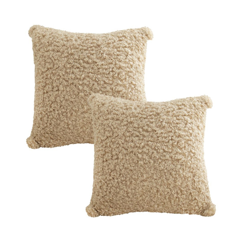 SOGA 2X 45cm Warm Beige Boucle Comfort Pillowcase 1