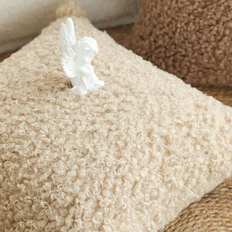 SOGA 2X 45cm Warm Beige Boucle Comfort Pillowcase 4