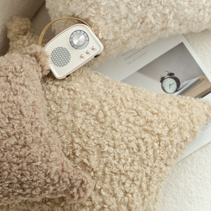 SOGA 2X 45cm Warm Beige Boucle Comfort Pillowcase 5