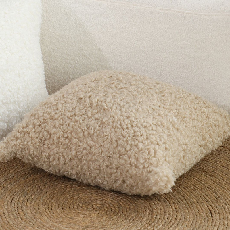 SOGA 2X 45cm Warm Beige Boucle Comfort Pillowcase 6