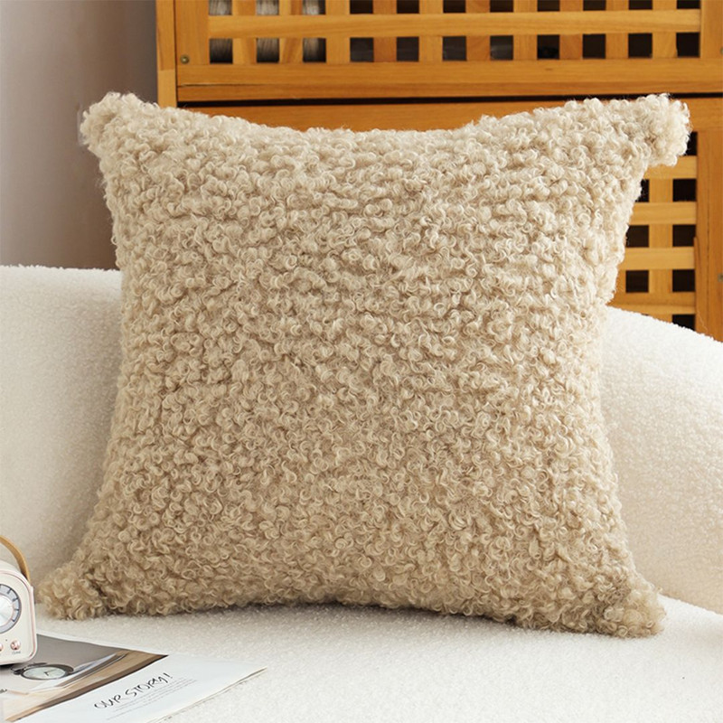 SOGA 2X 45cm Warm Beige Boucle Comfort Pillowcase 0